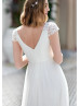 Cap Sleeves Ivory Lace Tulle Chic Wedding Dress